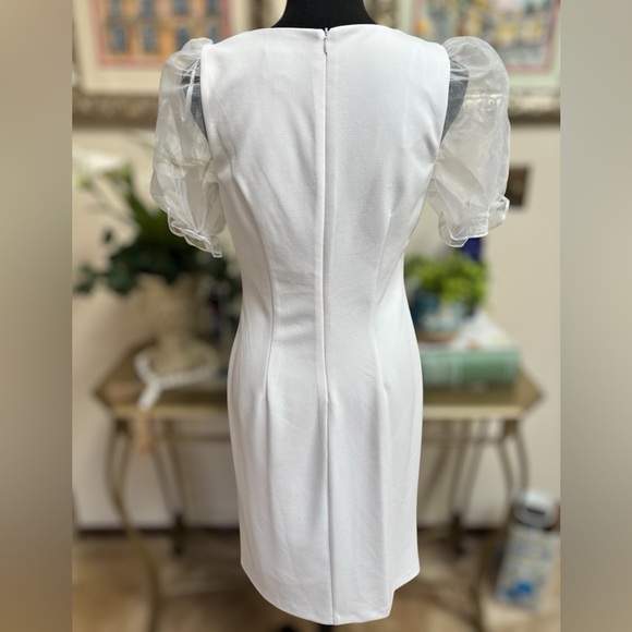 JM STUDIO BY JOHN MEYER Winter White Midi Cocktail Holiday Formal Dress SZ 6 - Picture 4 of 14